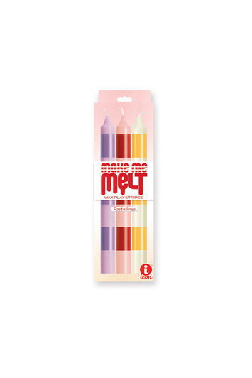 Icon Brands - Make Me Melt - Warm Drip Candles - 3pk Stripes Pastellines - Stag Shop