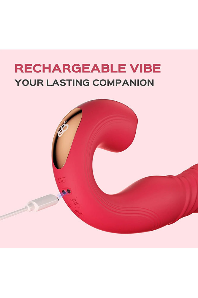 Honey Play Box - Joi Thrust 2 Dual Vibrator With Flickering Tongue - Red - Stag Shop