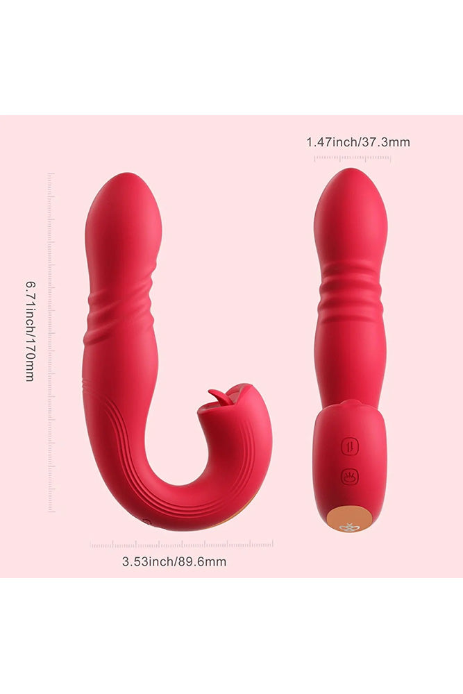 Honey Play Box - Joi Thrust 2 Dual Vibrator With Flickering Tongue - Red - Stag Shop