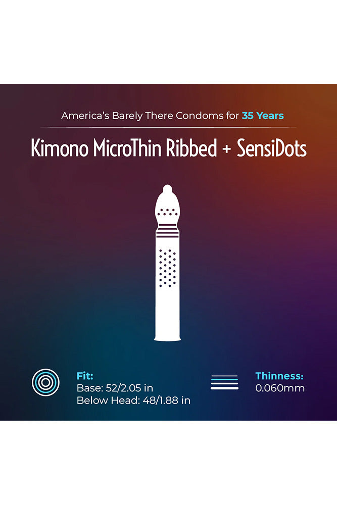 Kimono - MicroThin Ribbed Plus Sensi-Dots - 24 Pack - Stag Shop