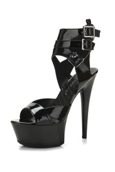 Lapdance Shoes - LS-27 - 6 Inch Triple Ankle Strap Platform Sandals - Black - Stag Shop