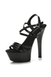 Lapdance Shoes - LS-24 - 6 Inch Strappy Platform Sandal - Black - Stag Shop