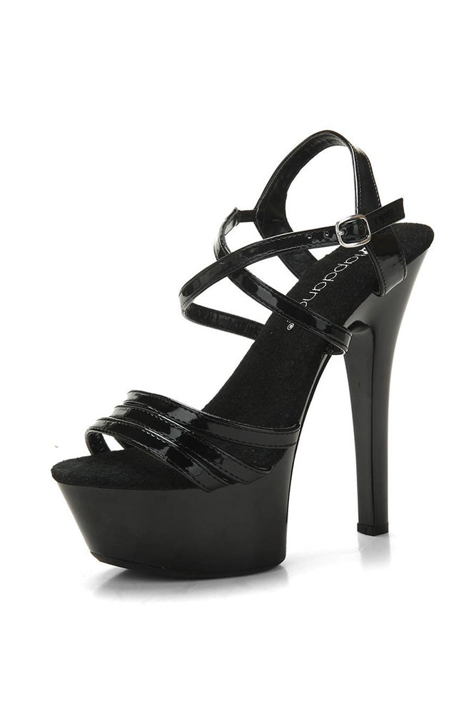 Lapdance Shoes - LS-24 - 6 Inch Strappy Platform Sandal - Black