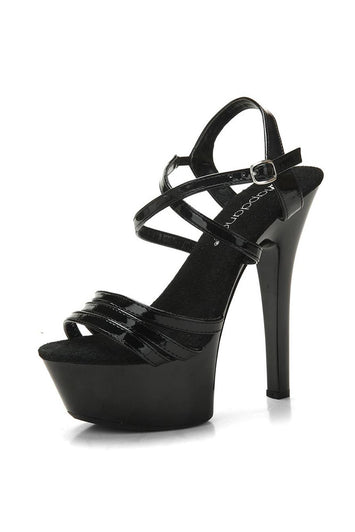 Lapdance Shoes - LS-24 - 6 Inch Strappy Platform Sandal - Black - Stag Shop
