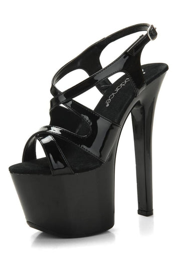 Lapance Shoes - LS25 - 6 Inch Strappy Platform Sandal - Black - Stag Shop