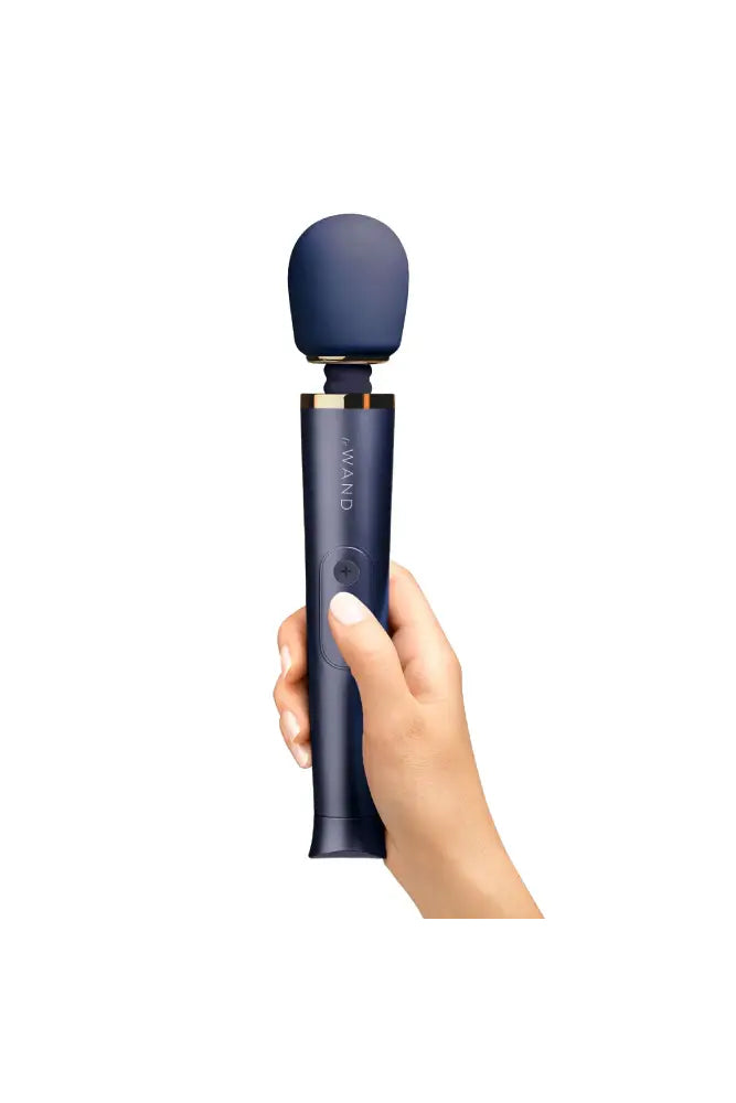 Le Wand - Petite Rechargeable Vibrating Massage Wand - Navy - Stag Shop