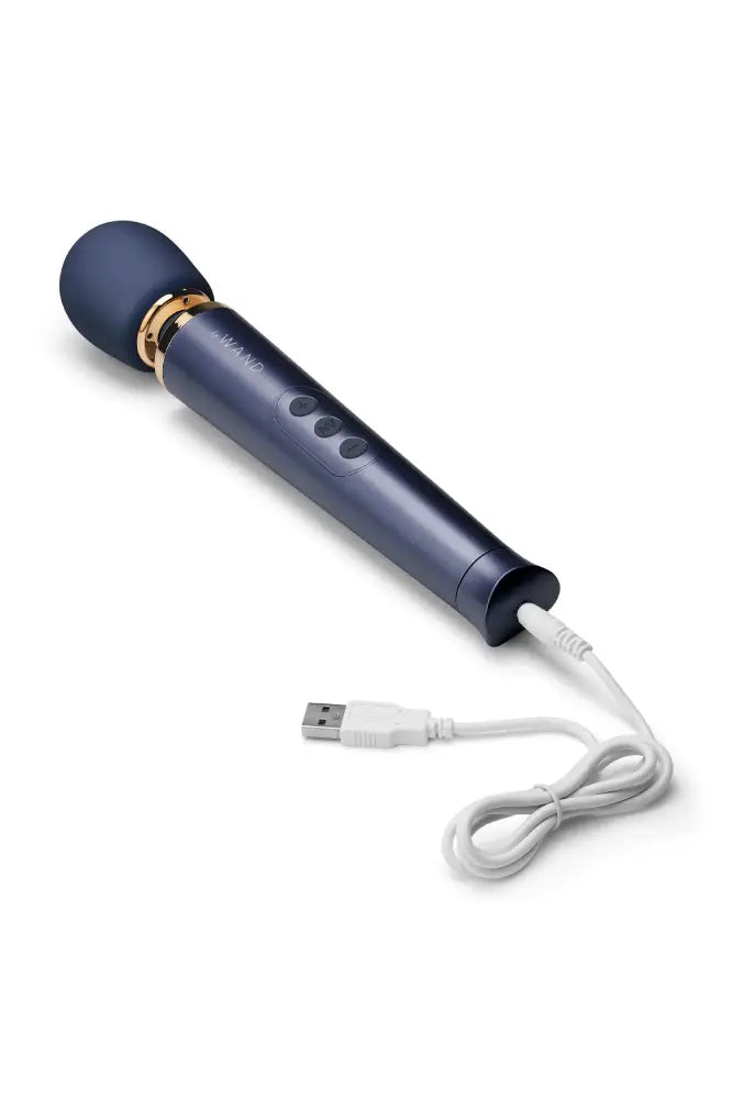 Le Wand - Petite Rechargeable Vibrating Massage Wand - Navy - Stag Shop