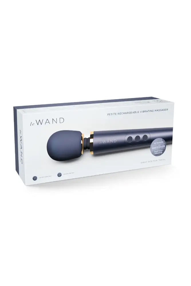 Le Wand - Petite Rechargeable Vibrating Massage Wand - Navy - Stag Shop