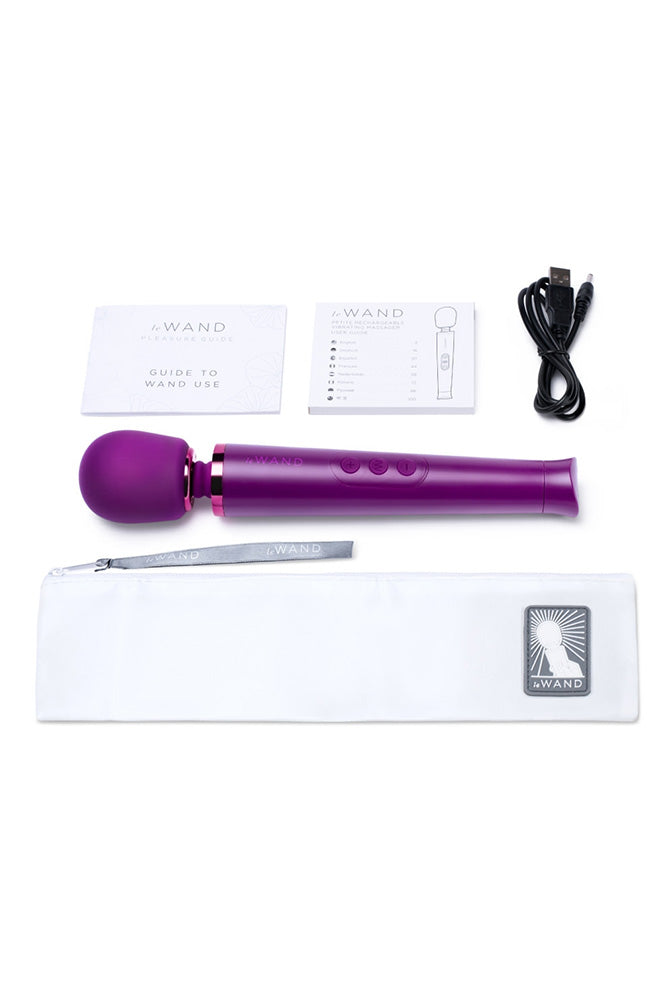 Le Wand - Petite Rechargeable Vibrating Massage Wand - Dark Cherry - Stag Shop