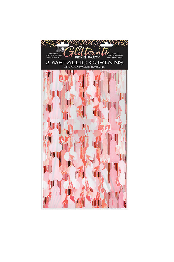 Little Genie - Glitterati Metallic Foil Penis Curtains - Bronze - Stag Shop