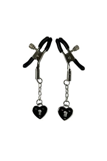 Little Genie - Sexy AF Nipple Clamps With Padlock Heart Charms