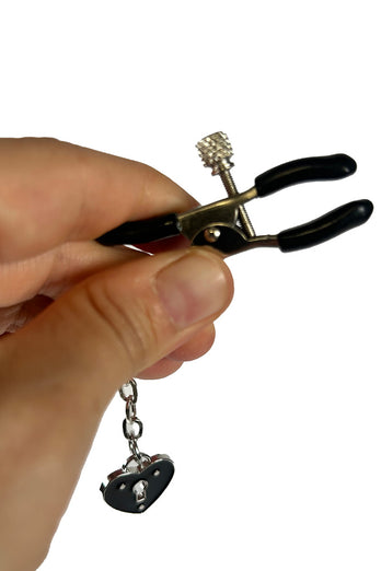 Little Genie - Sexy AF Nipple Clamps With Padlock Heart Charms - Stag Shop