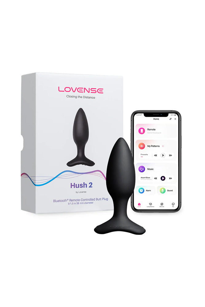 Lovense - Hush 2 Bluetooth Vibrating Butt Plug - Black - Various Sizes