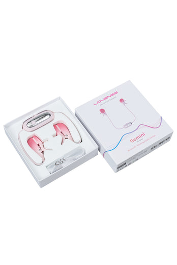 Lovense - Gemini Bluetooth Adjustable Vibrating Nipple Clamps - Pink - Stag Shop