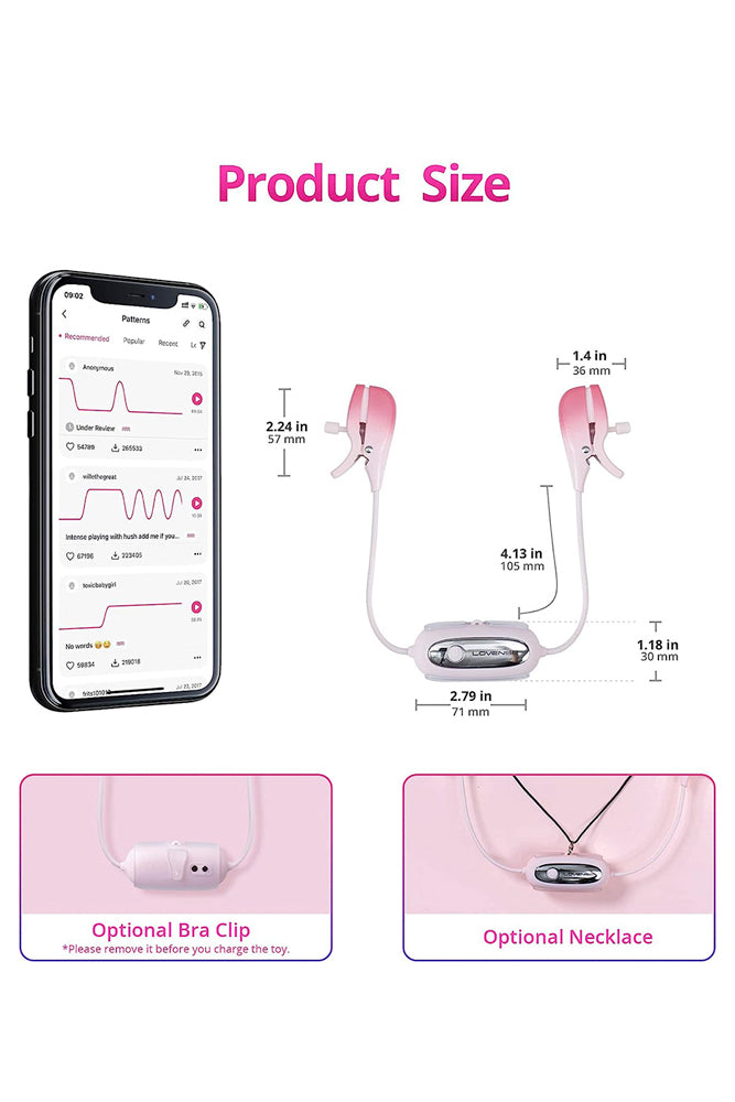 Lovense - Gemini Bluetooth Adjustable Vibrating Nipple Clamps - Pink - Stag Shop