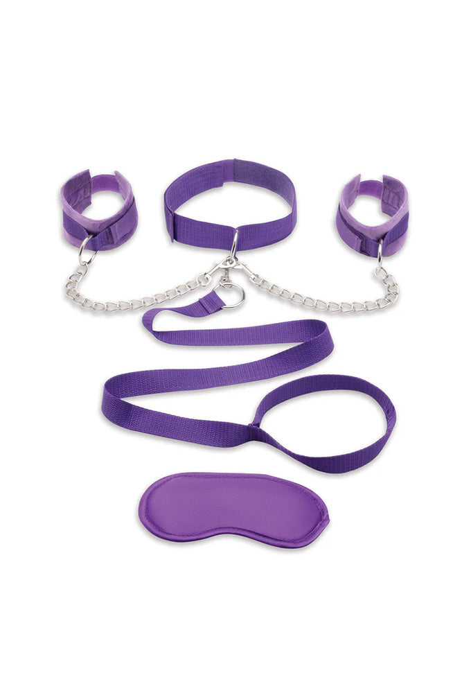 Lux Fetish - Collar, Cuffs & Leash Set With Removable Cuffs & Leash