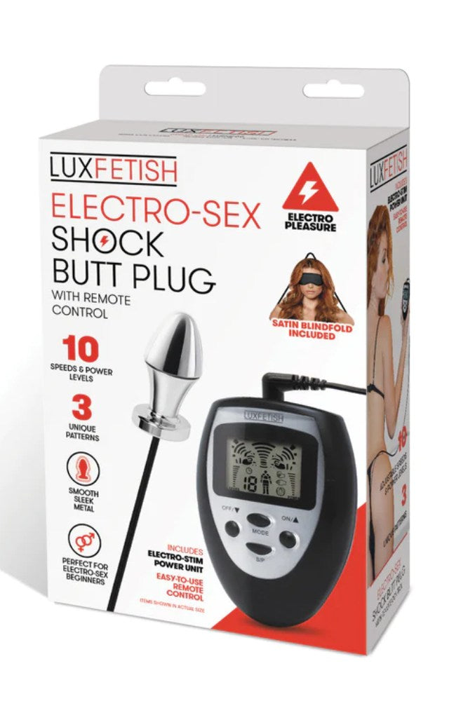 Electric Eel - Lux Fetish - Electro-sex Shock Butt Plug With Remote Control - Silver/Black - Stag Shop