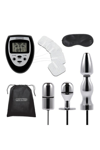 Electric Eel - Lux Fetish - 9PC Electro-sex Ultra Shock Set - Black/Silver - Stag Shop