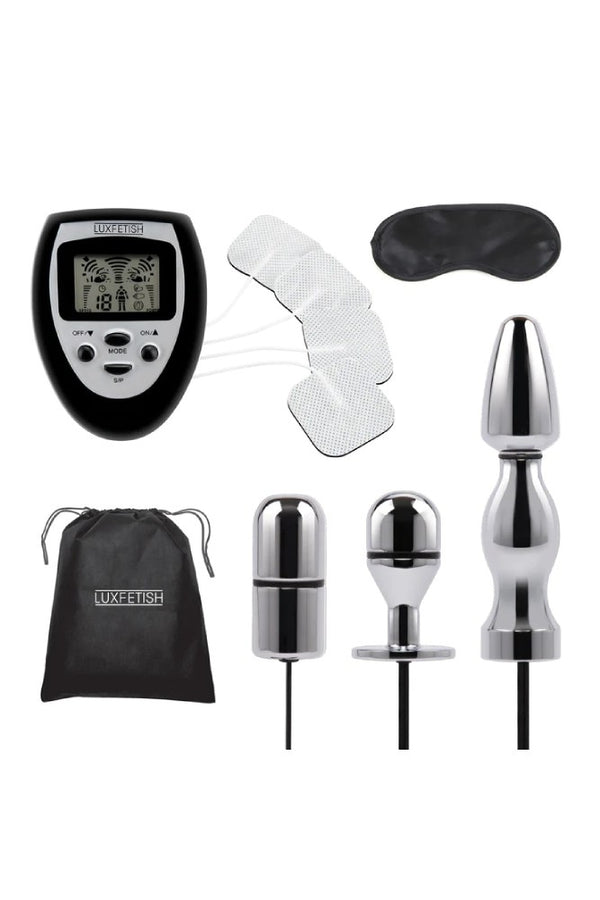 Electric Eel - Lux Fetish - 9PC Electro-sex Ultra Shock Set - Black/Silver - Stag Shop