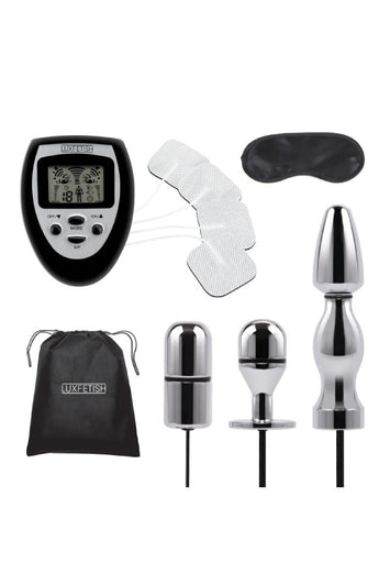 Electric Eel - Lux Fetish - 9PC Electro-sex Ultra Shock Set - Black/Silver - Stag Shop