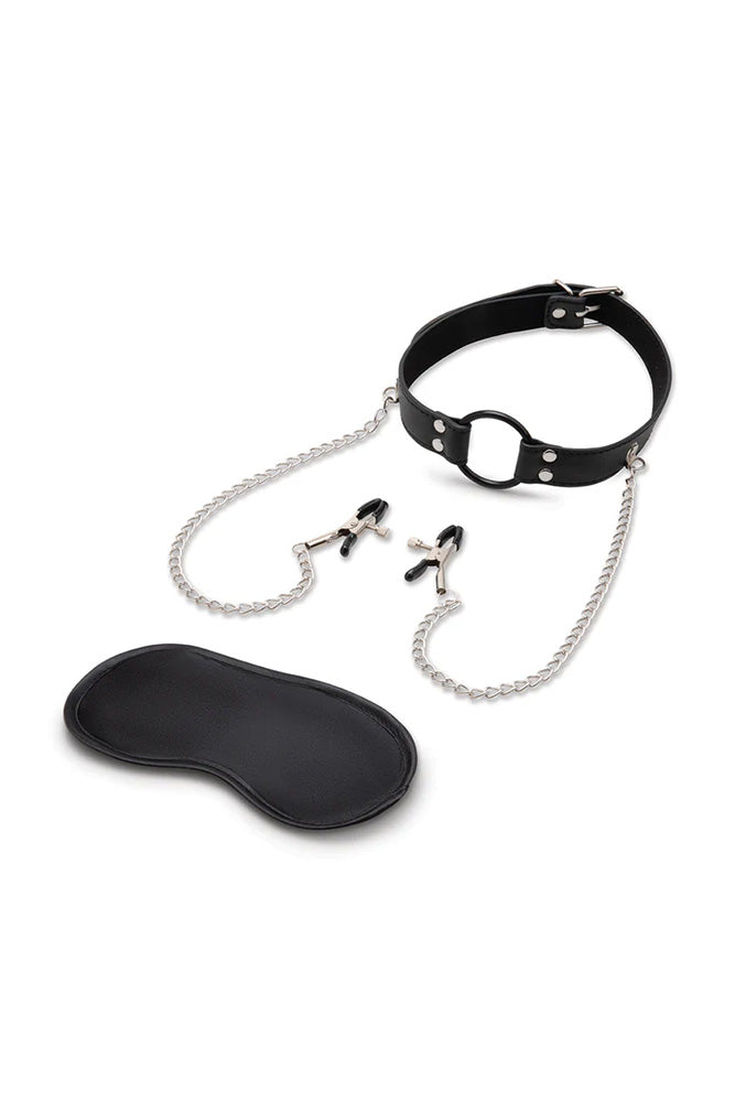 Lux Fetish - Open Mouth Gag With Nipple Clips - Stag Shop