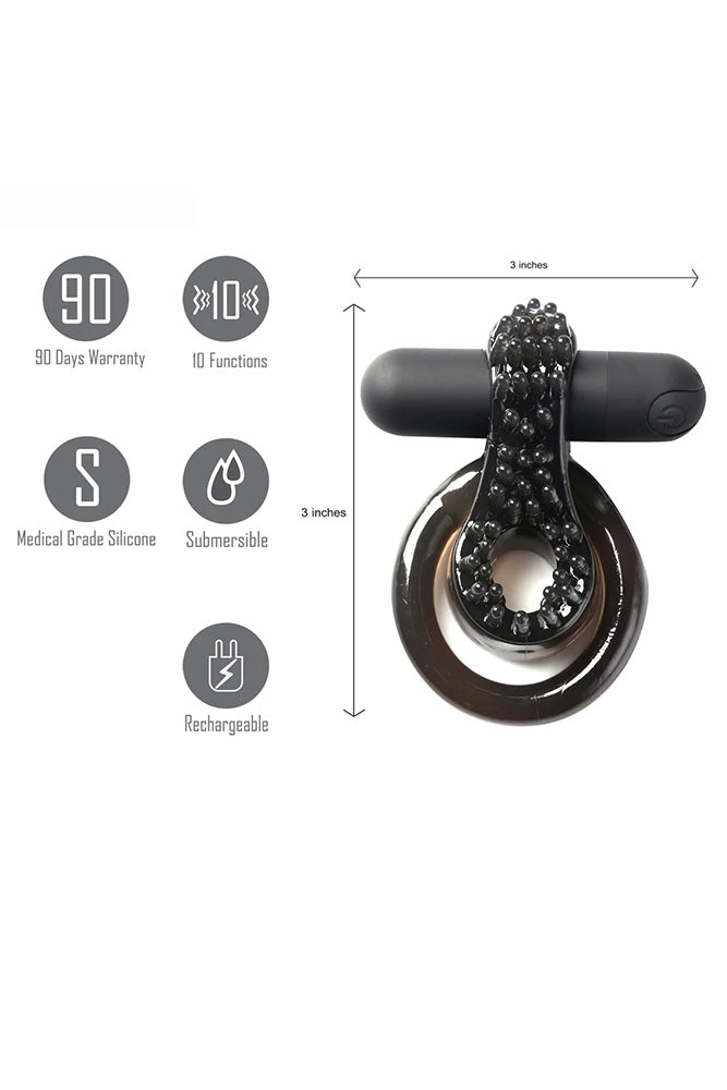 Maia Toys - Jagger Rechargeable Vibrating Cock Ring - Black - Stag Shop