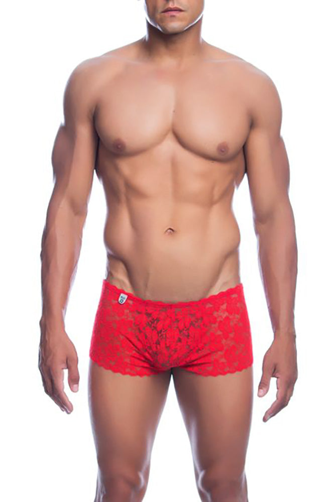 Male Basics - Lace Boy Short - Red - MBL01 - Stag Shop