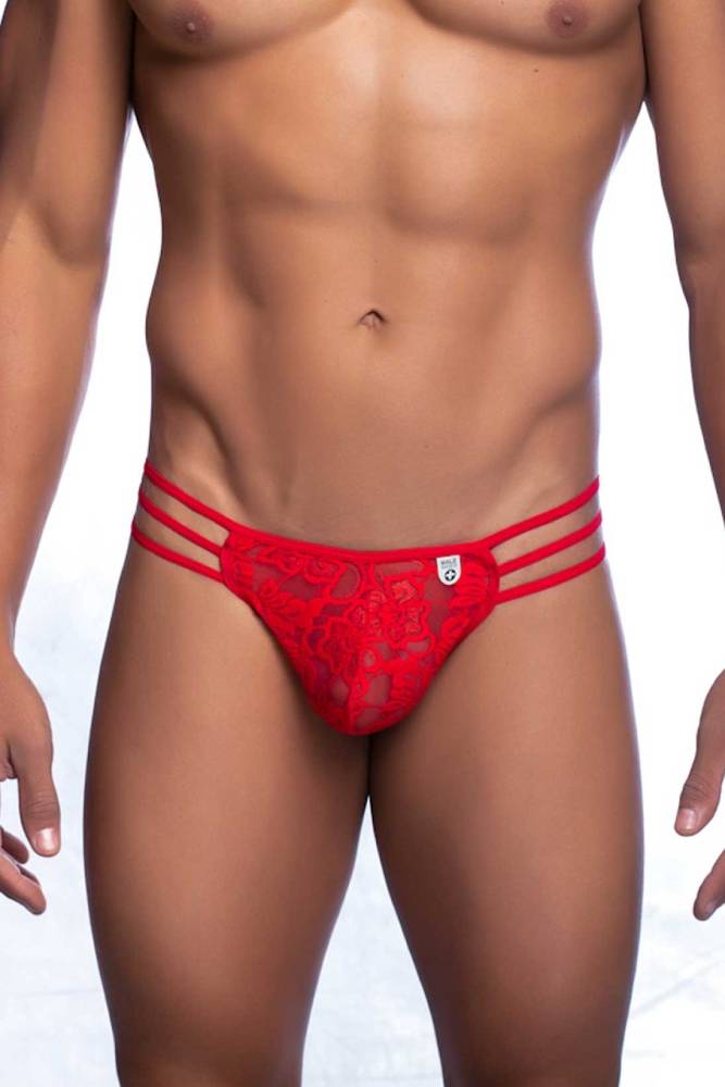Male Basics - Triple Lace String Thong - Red - MBL10 - Stag Shop