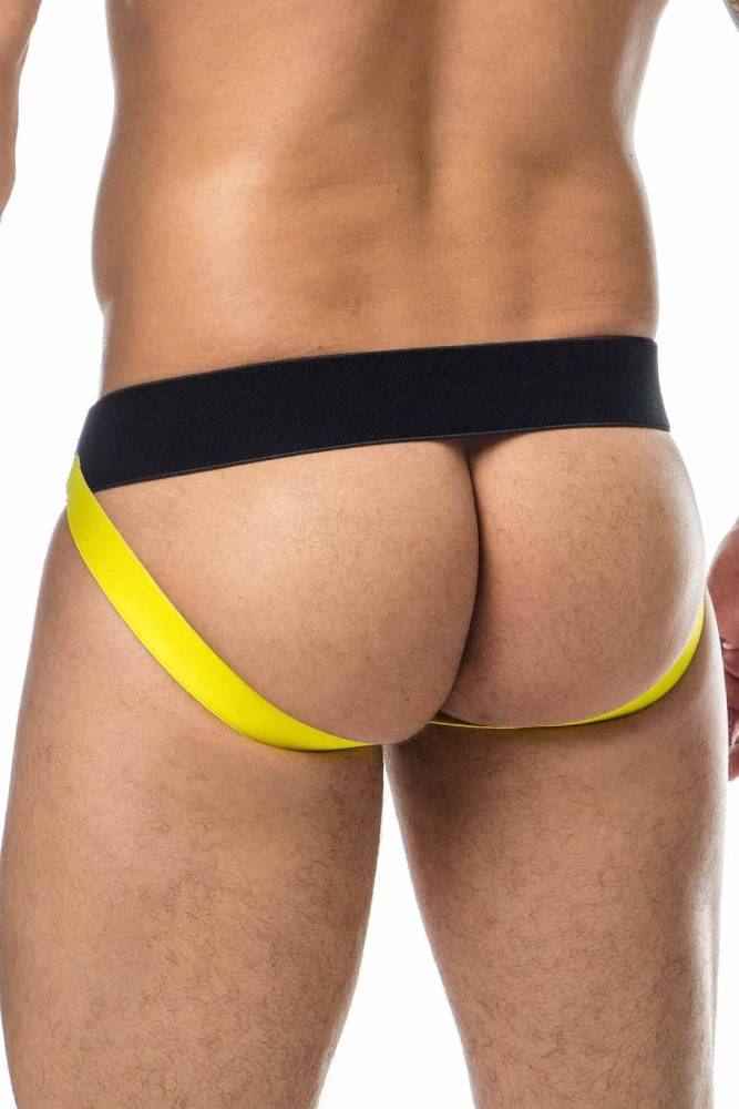 Male Basics - Black Belt Jock - Black/Yellow - MBL110 - Stag Shop