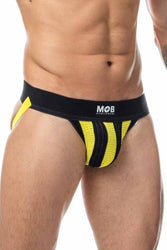 Male Basics - Black Belt Jock - Black/Yellow - MBL110 - Stag Shop