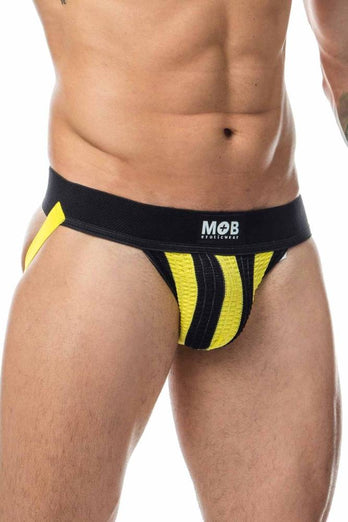 Male Basics - Black Belt Jock - Black/Yellow - MBL110 - Stag Shop