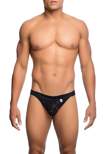 Male Basics - Lace Jockstrap - Black - MBL12 - Stag Shop