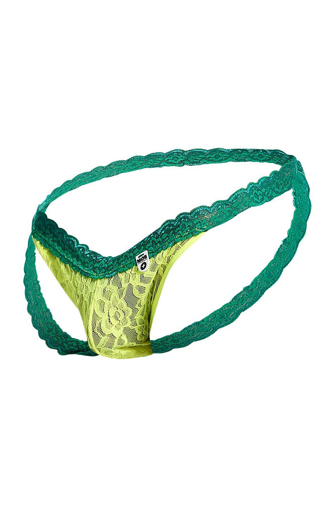 Male Basics - Lace Jockstrap - Green/Yellow - Various Sizes - MBL12 - Stag Shop