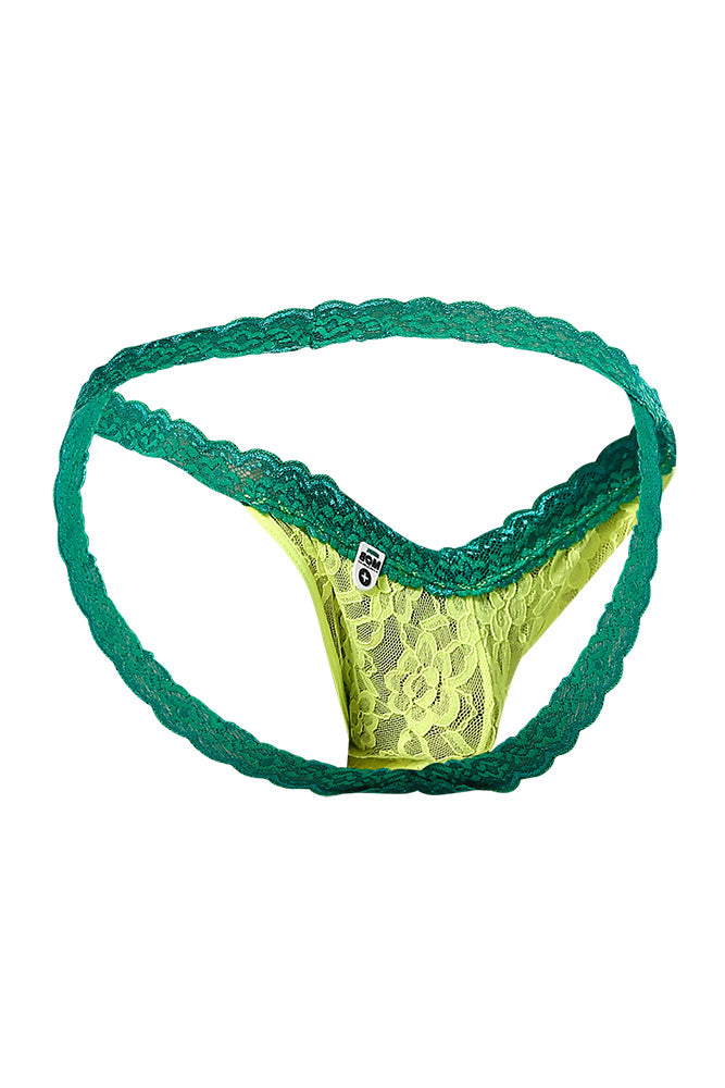 Male Basics - Lace Jockstrap - Green/Yellow - Various Sizes - MBL12 - Stag Shop