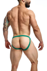 Thumbnail for Male Basics - Lace Jockstrap - Green/Yellow - Various Sizes - MBL12 - Stag Shop