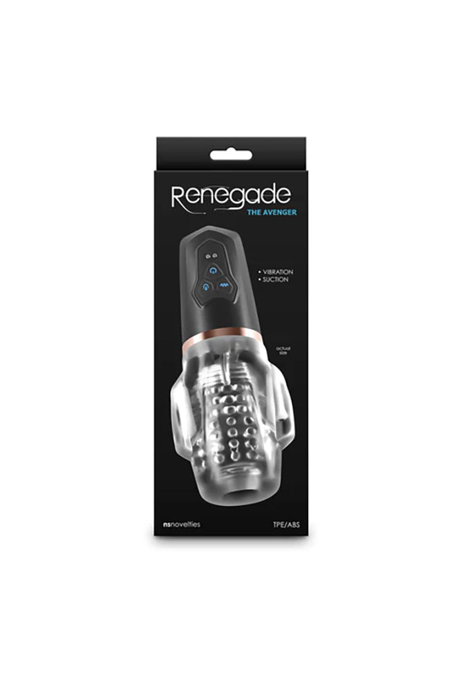 NS Novelties - Renegade - Avenger Sucking & Vibrating Stroker - Black/Clear - Stag Shop