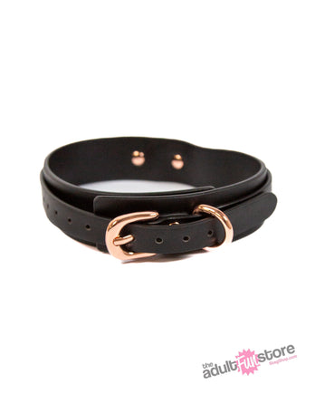 NS Novelties - Bondage Couture - Collar and Leash - Black/Rose Gold - Stag Shop