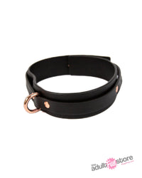 NS Novelties - Bondage Couture - Collar and Leash - Black/Rose Gold - Stag Shop