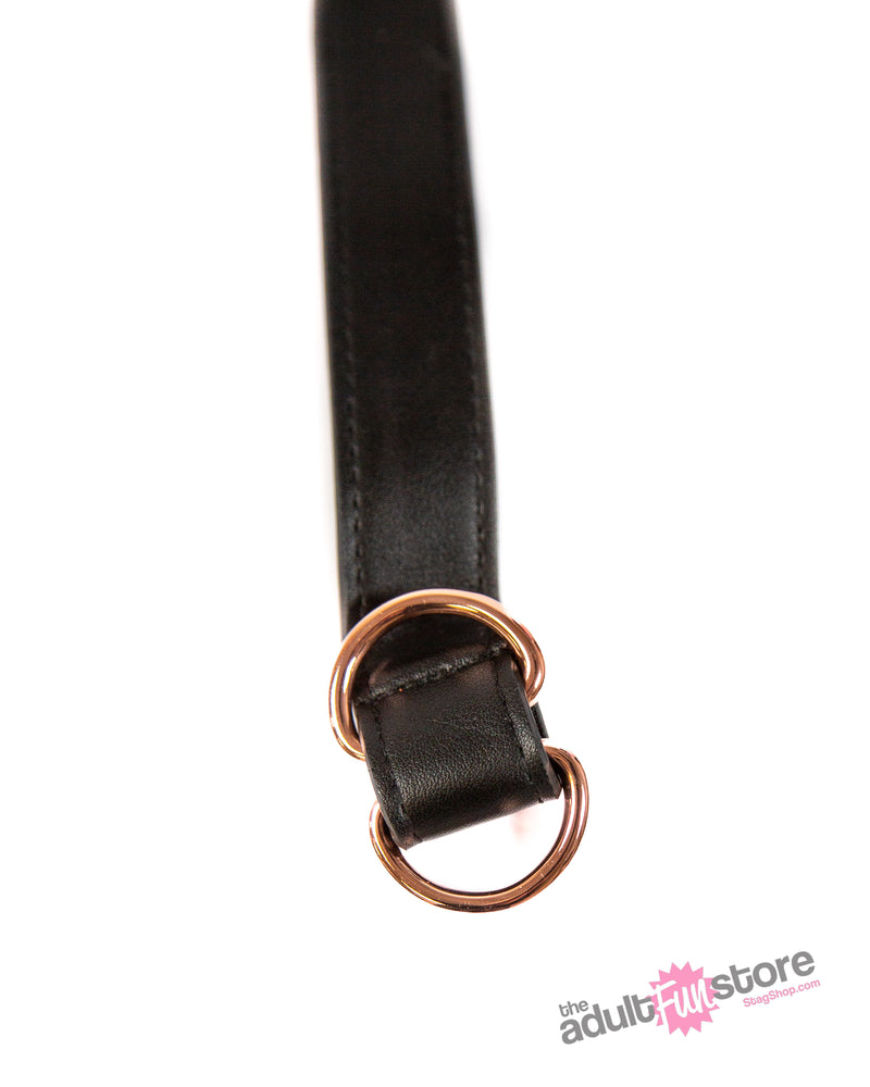 NS Novelties - Bondage Couture - Tie Down Straps - Black/Rose Gold - Stag Shop