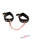 NS Novelties - Bondage Couture - Wrist Cuffs - Black/Rose Gold - Stag Shop
