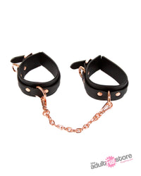 NS Novelties - Bondage Couture - Wrist Cuffs - Black/Rose Gold - Stag Shop