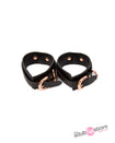 NS Novelties - Bondage Couture - Wrist Cuffs - Black/Rose Gold - Stag Shop