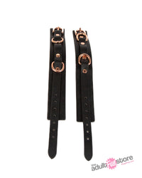 NS Novelties - Bondage Couture - Wrist Cuffs - Black/Rose Gold - Stag Shop