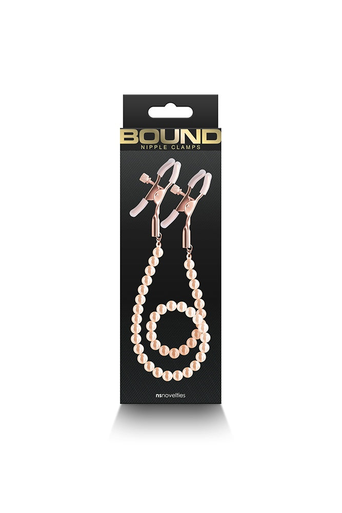 NS Novelties - Bound - Beaded Chain Nipple Clamps - Rose Gold - Stag Shop