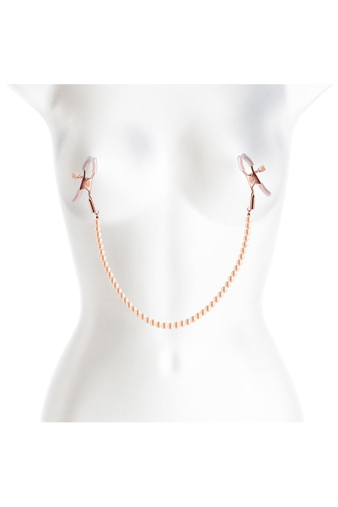 NS Novelties - Bound - Beaded Chain Nipple Clamps - Rose Gold - Stag Shop