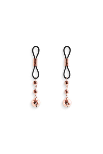 NS Novelties - Bound - Beaded Lasso Nipple Clamps - Rose Gold/Black - Stag Shop