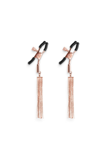 NS Novelties - Bound - Chain Tassel Nipple Clamps - Rose Gold/Black - Stag Shop