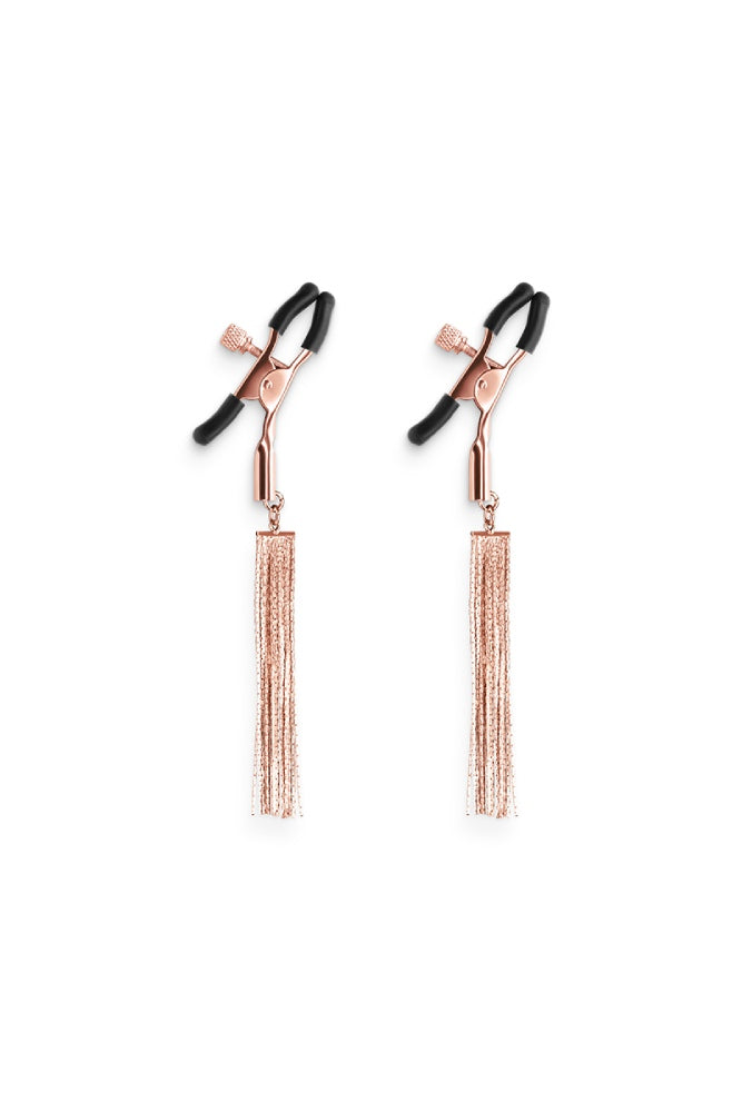 NS Novelties - Bound - Chain Tassel Nipple Clamps - Rose Gold/Black - Stag Shop