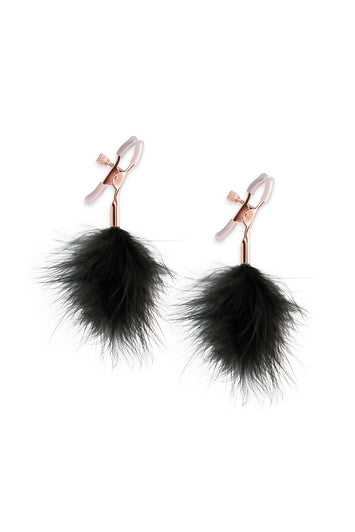 NS Novelties - Bound - Feather Nipple Clamps - Rose Gold/Black - Stag Shop