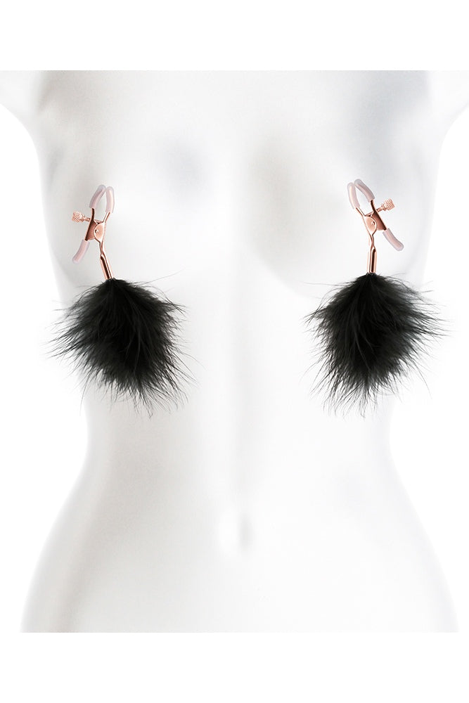 NS Novelties - Bound - Feather Nipple Clamps - Rose Gold/Black - Stag Shop